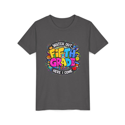 Fifth Grade T‑Shirt for Kids - "Watch Out Fifth Grade Here I Come" Back-to-School Tee