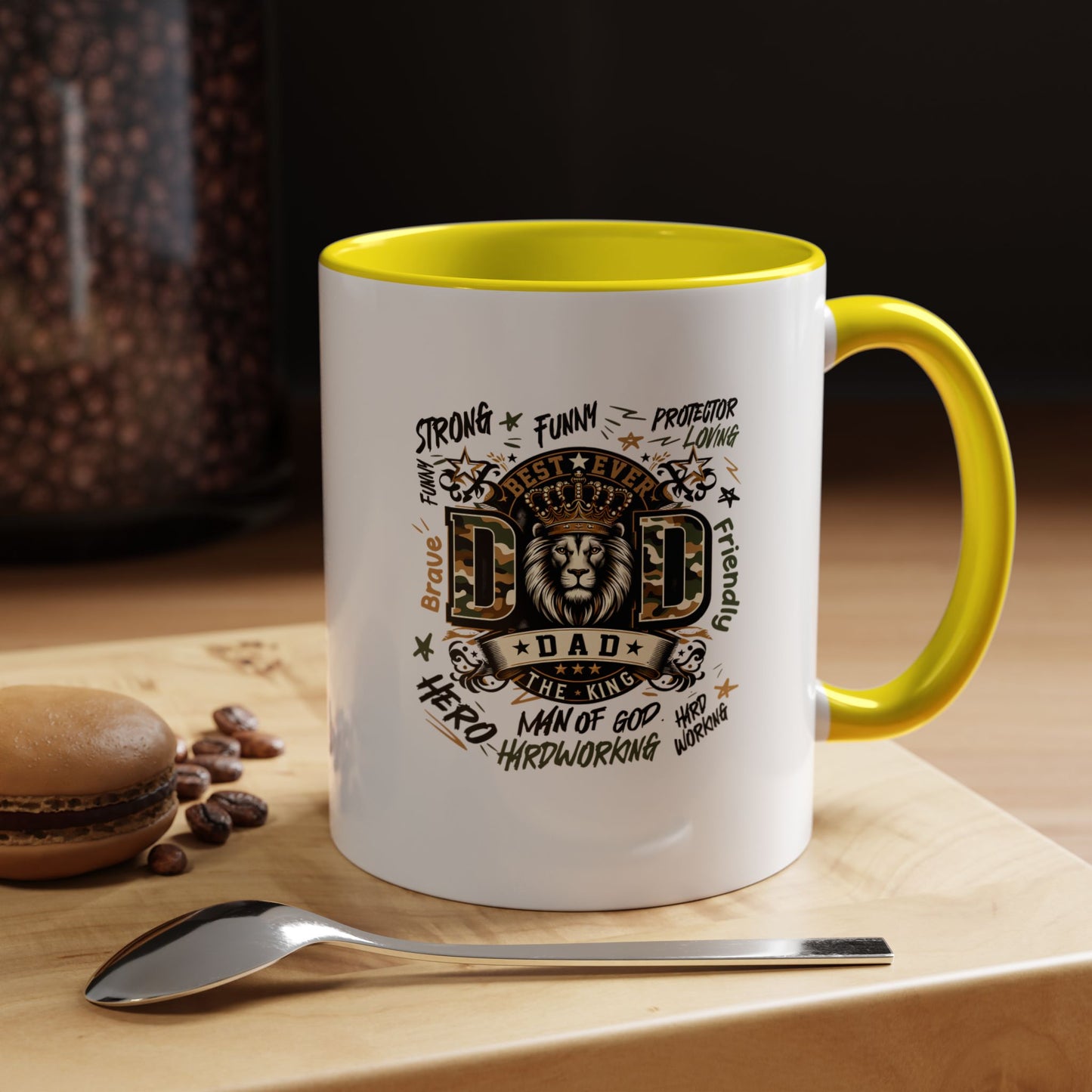 Dad King Lion Coffee Mug — 'Dad: The King' Accent 11/15oz Gift