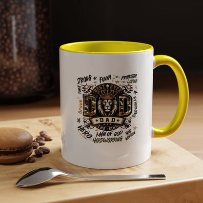 Dad King Lion Coffee Mug — 'Dad: The King' Accent 11/15oz Gift
