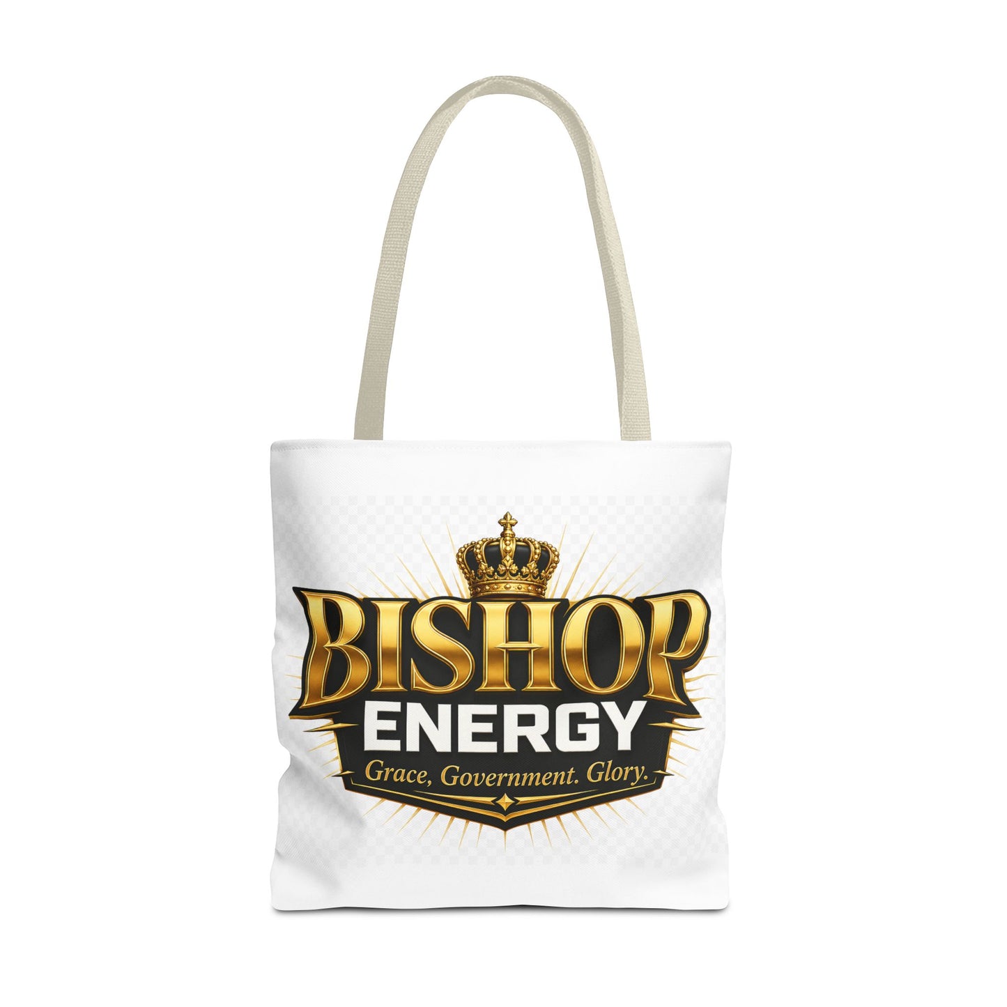 Bishop Energy Tote Bag — Gold Crown Logo Tote for Church Leaders & Faith Events
