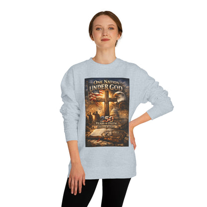 Patriotic Christian Sweatshirt — "One Nation Under God" 25 Years of Faith Crewneck