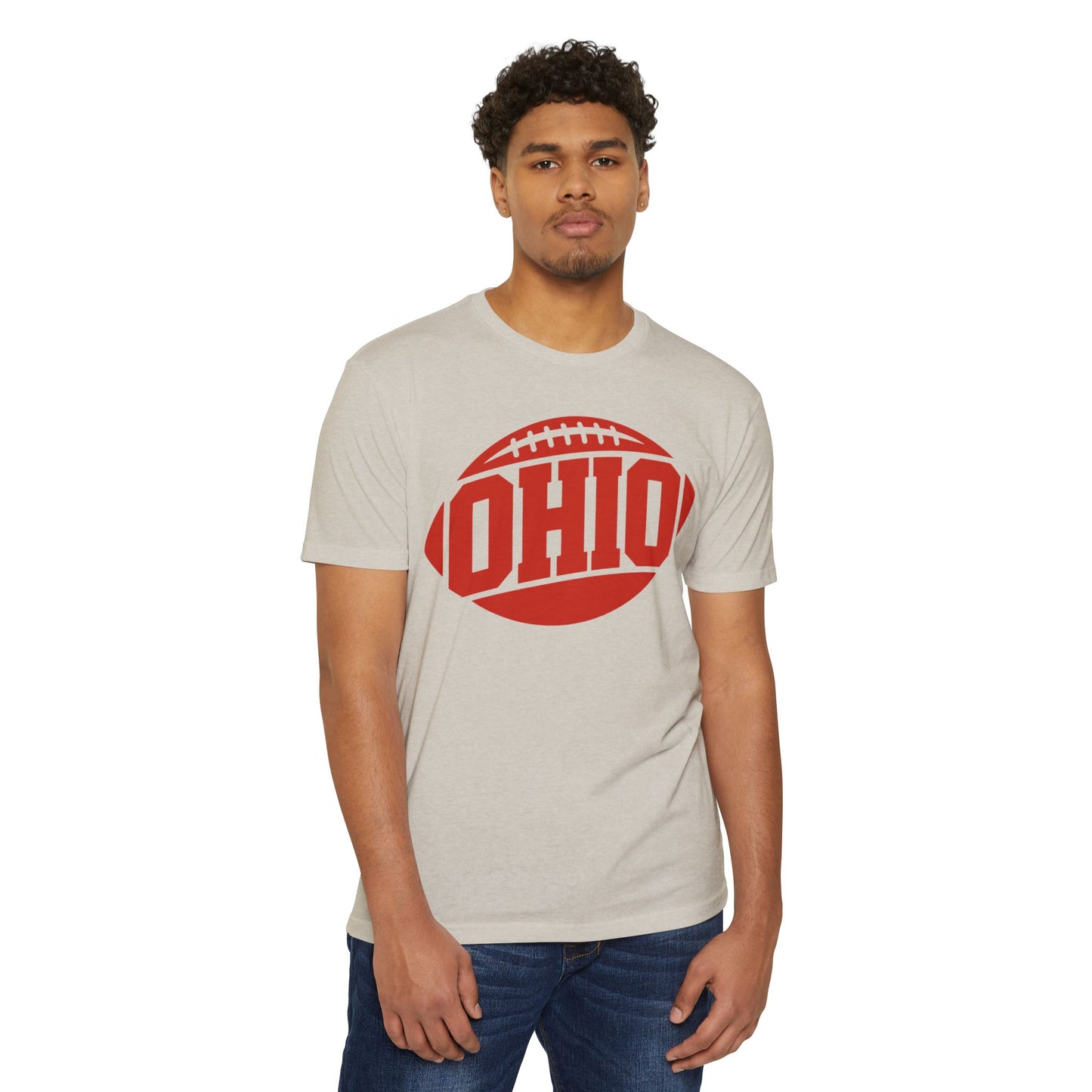 Ohio Football T-Shirt — Retro Red Football Logo Tee