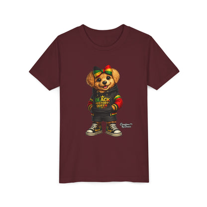 Youth Tee — Black History Queen Bear Graphic T-Shirt