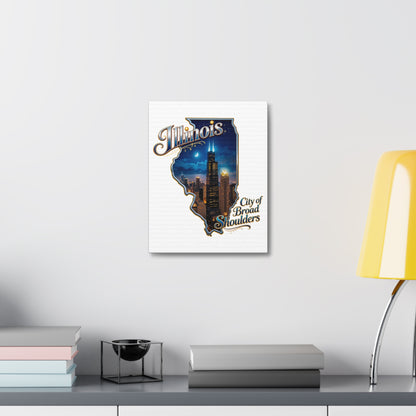 Illinois Canvas Wall Art — "City of Broad Shoulders" Chicago Skyline Stretched Canvas