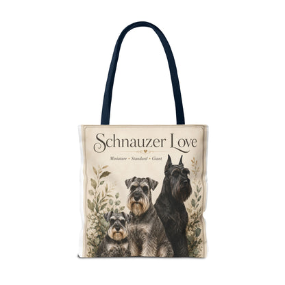 Schnauzer Love Tote Bag — Illustrated Dog Portraits, Miniature Standard Giant