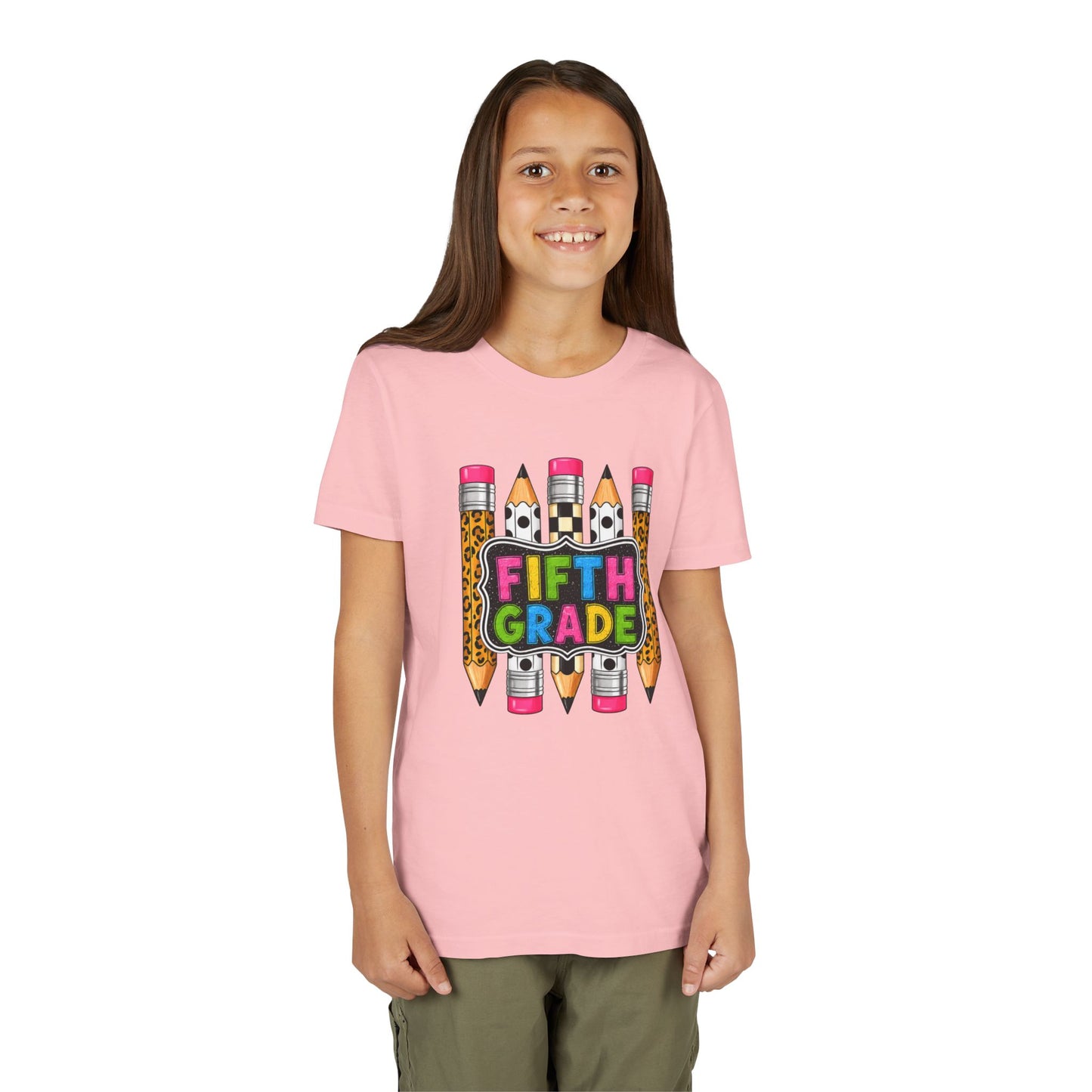 Fifth Grade Pencil Kids Tee — Back to School Youth Short Sleeve Shirt