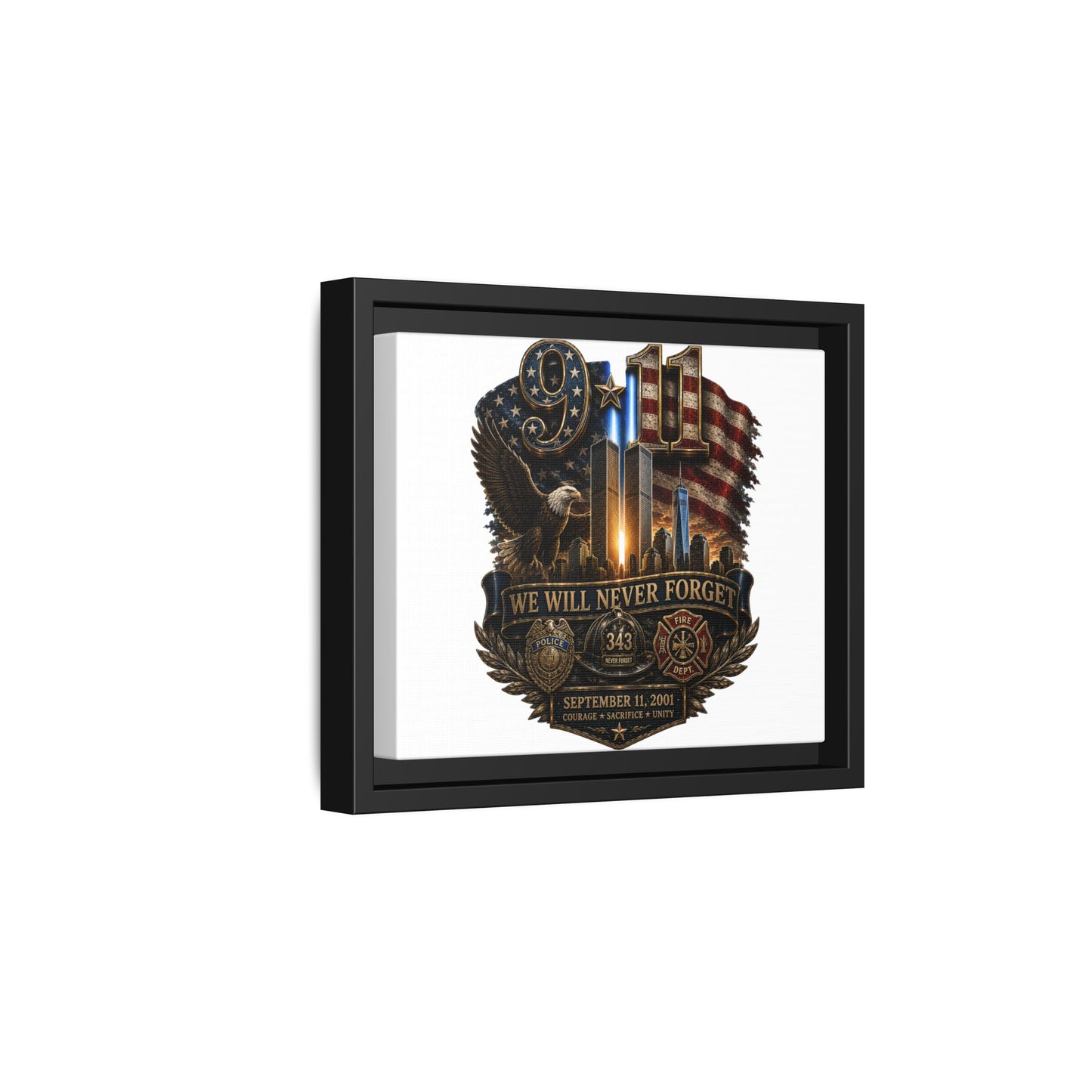 9/11 We Will Never Forget Framed Matte Canvas