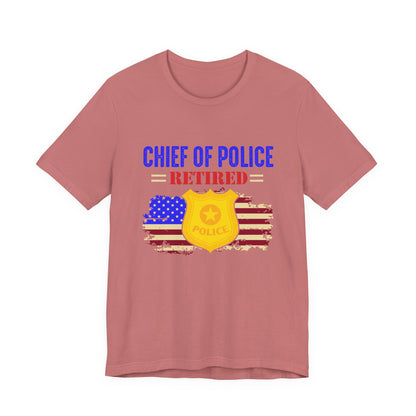 Retired Chief of Police T-Shirt — American Flag Badge Retirement Tee