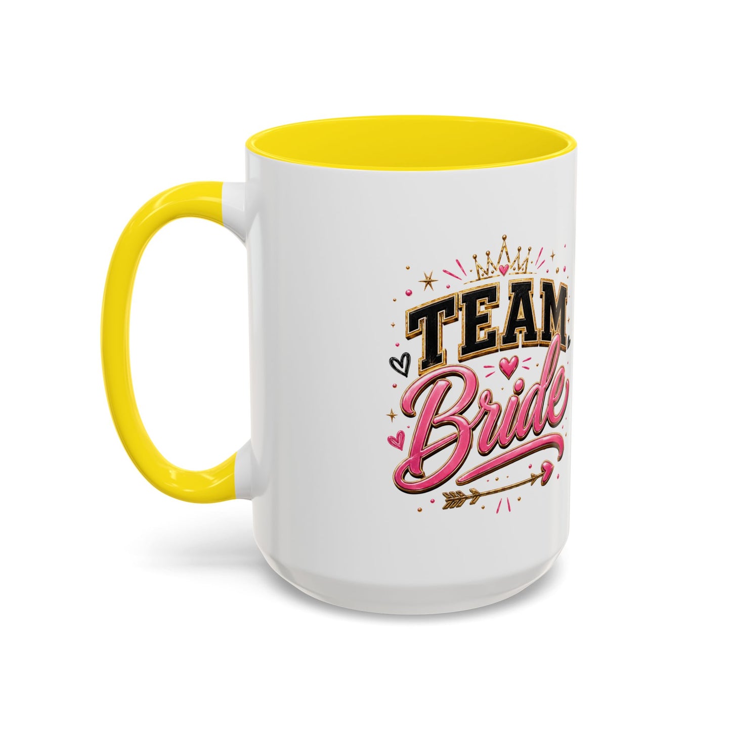 Team Bride Accent Coffee Mug — Pink & Gold Bachelorette Bridal Shower Gift (11/15 oz)