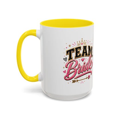 Team Bride Accent Coffee Mug — Pink & Gold Bachelorette Bridal Shower Gift (11/15 oz)