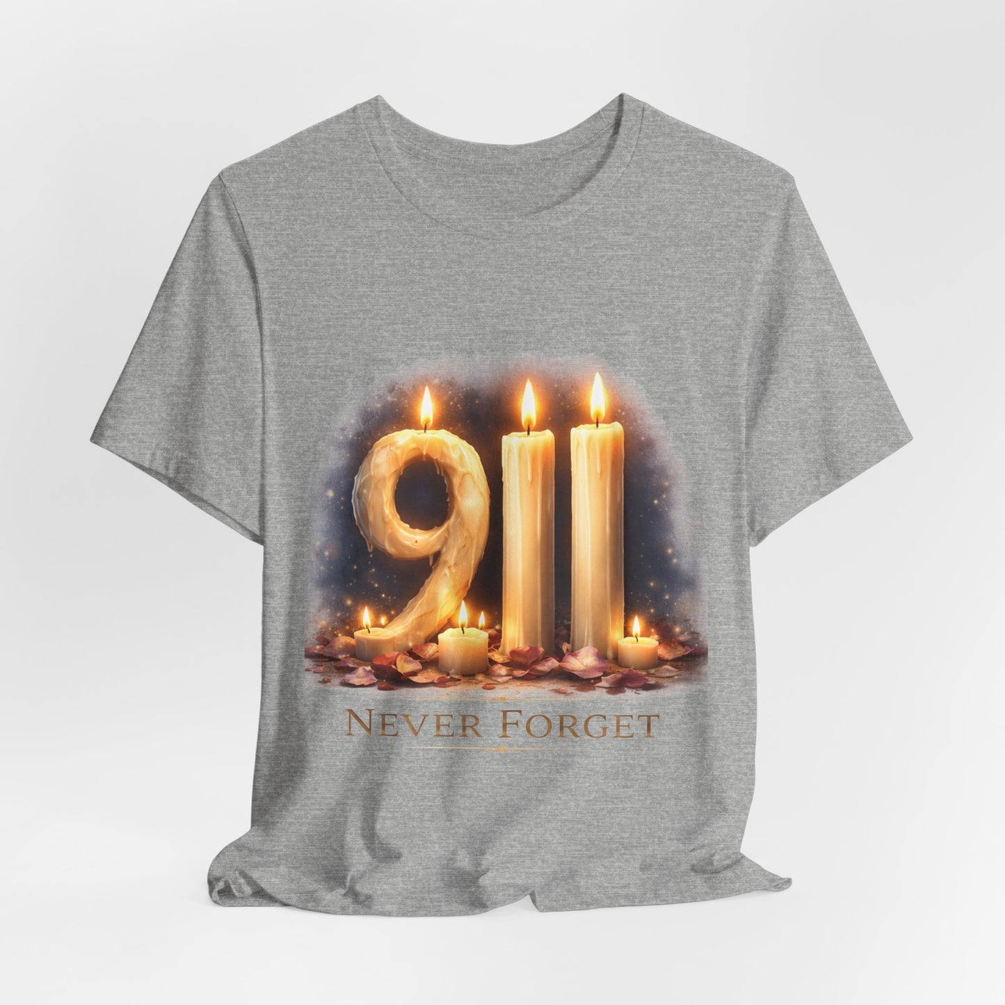 9/11 Never Forget T-Shirt – Memorial Candle Tribute Tee
