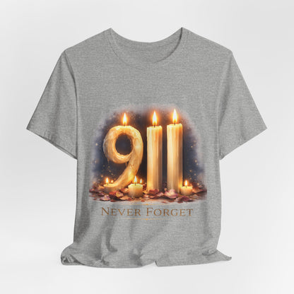 9/11 Never Forget T-Shirt – Memorial Candle Tribute Tee