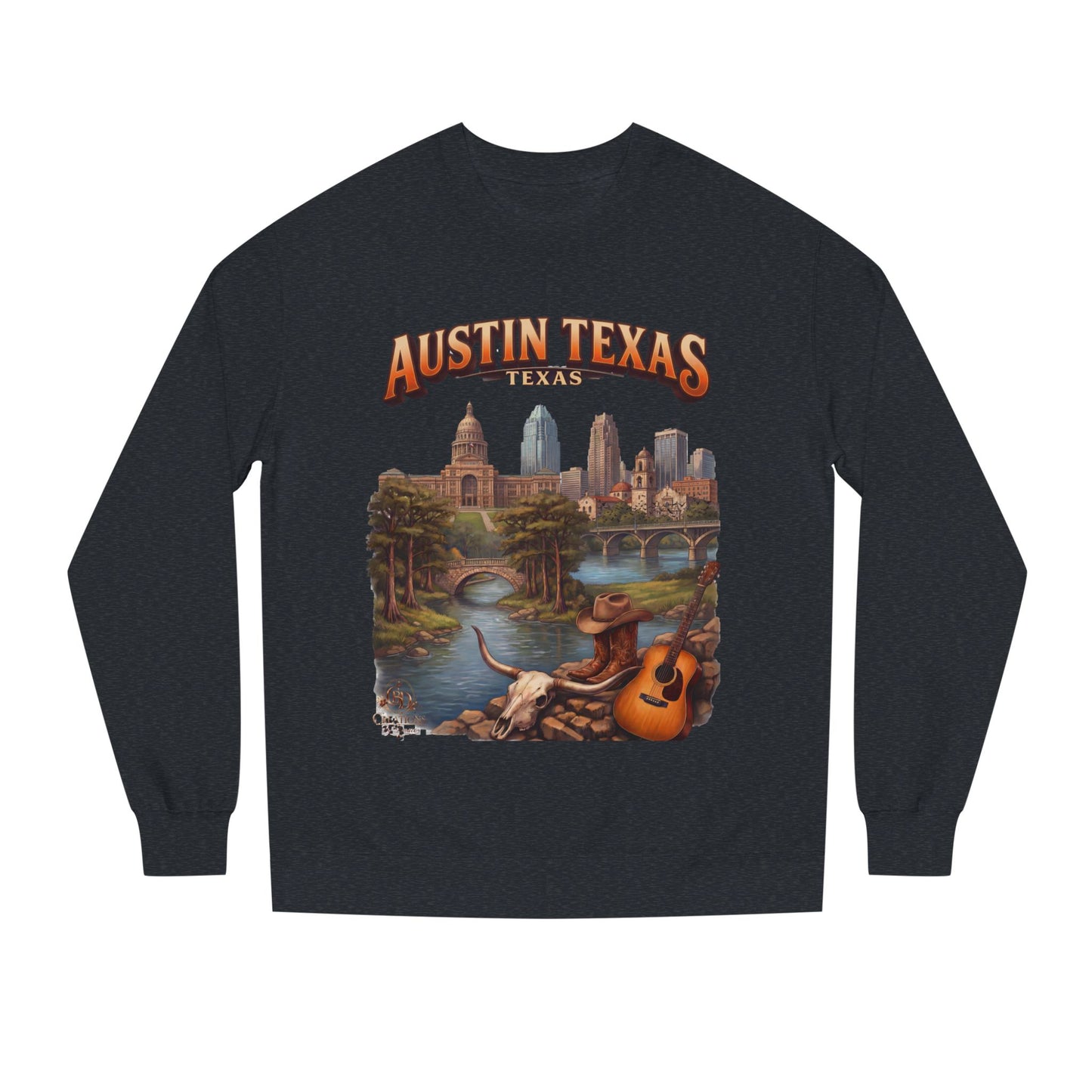 Austin Texas Sweatshirt — Vintage Cityscape & Guitar Crewneck