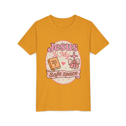 Youth Tee — "Jesus Is My Safe Space" Christian Kids T-Shirt