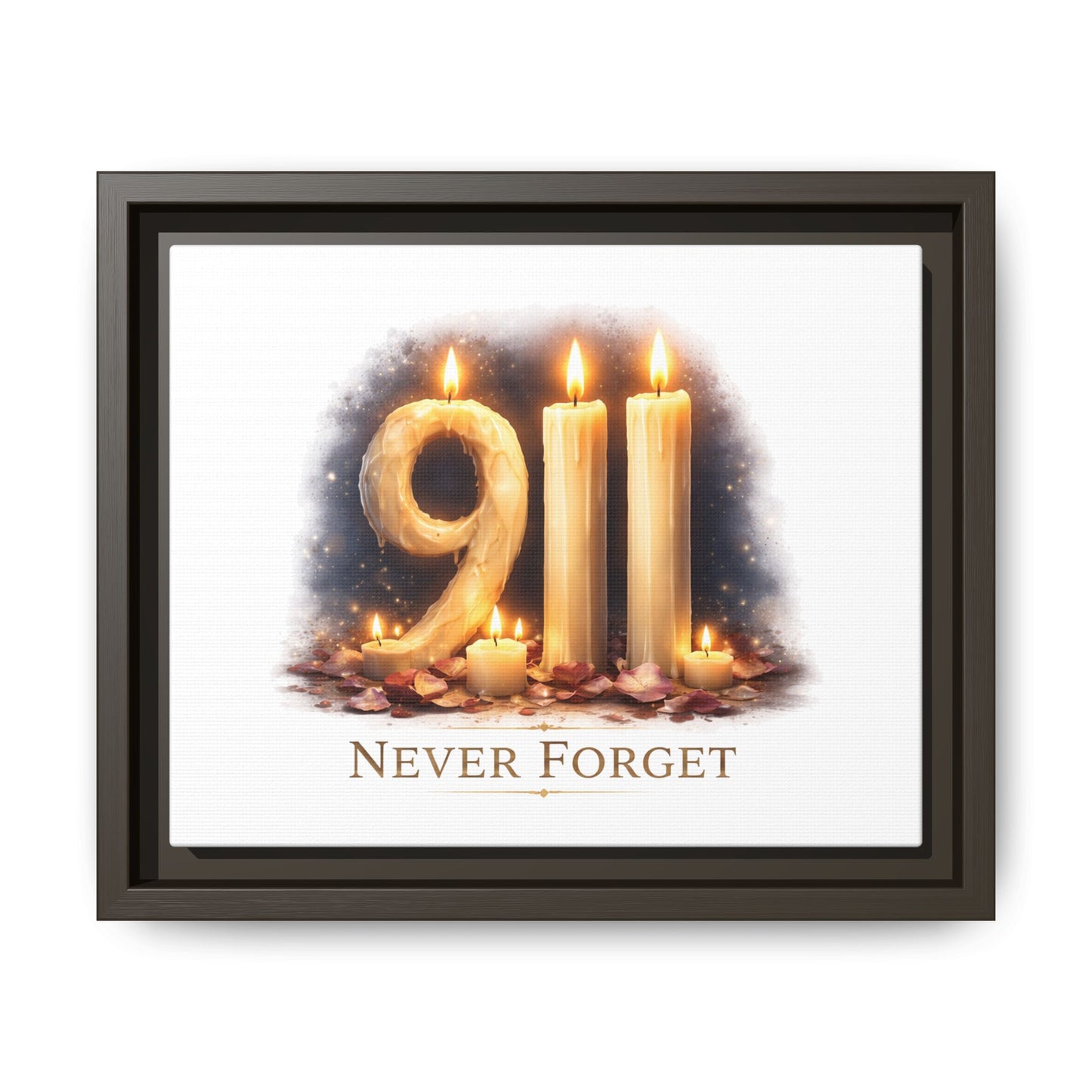 9/11 Never Forget Framed Canvas Print