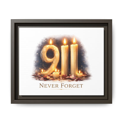 9/11 Never Forget Framed Canvas Print