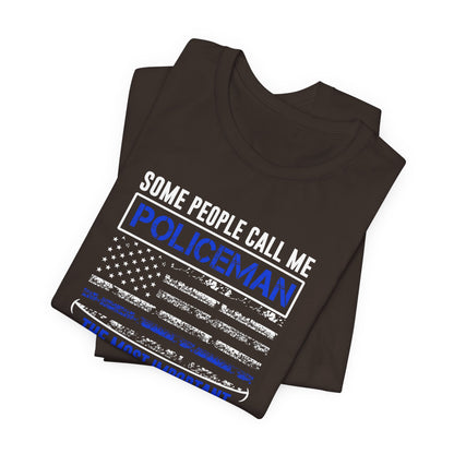 Policeman Daddy & Husband T-Shirt — Thin Blue Line American Flag Tee for Fathers