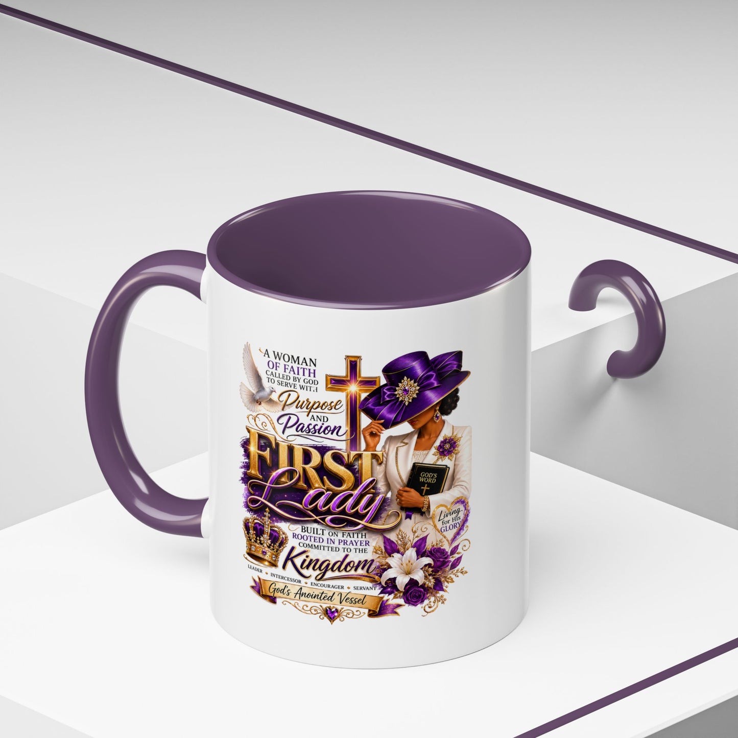 First Lady of Faith Accent Coffee Mug — Inspirational Christian Gift (11/15oz)
