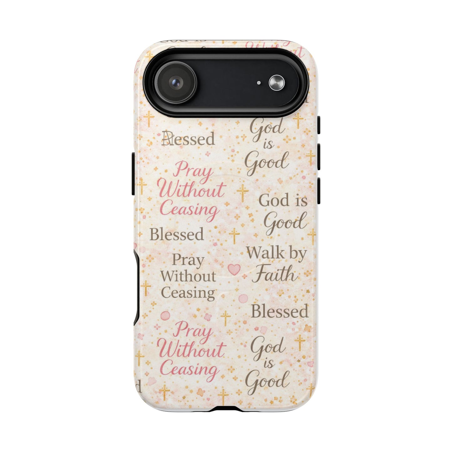 Christian Faith Magnetic Phone Case — "Pray Without Ceasing" Patterned Tough Case