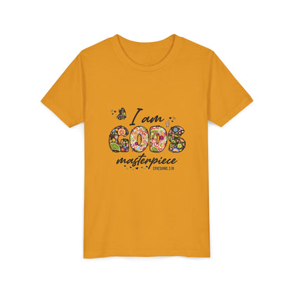 I Am God’s Masterpiece Youth Tee — Floral Christian Inspirational Shirt