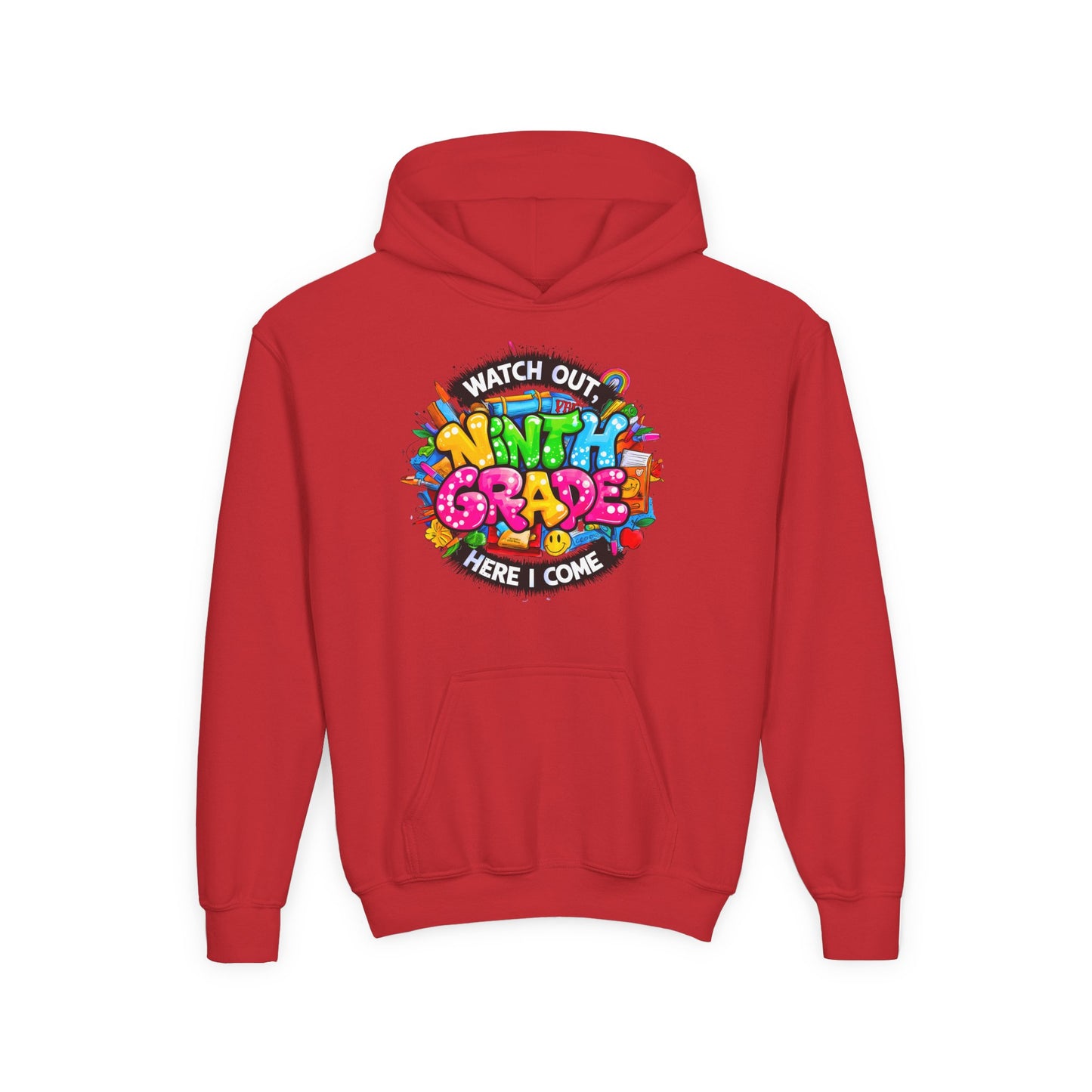 Kids' 4th Grade Hoodie – "Watch Out 4th Grade Here I Come" Colorful Back-to-School Sweatshirt
