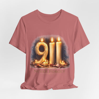 9/11 Never Forget T-Shirt – Memorial Candle Tribute Tee