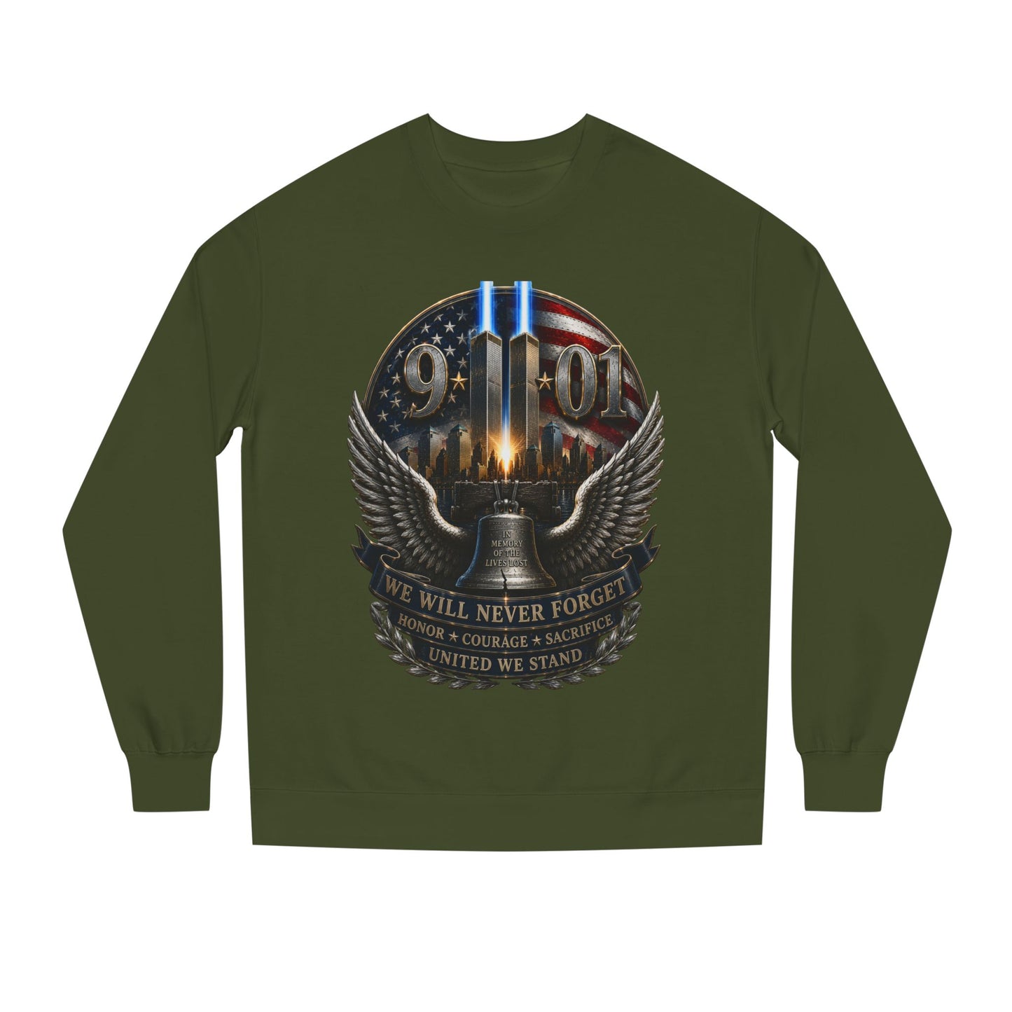 9/11 Memorial Sweatshirt — We Will Never Forget Tribute Crewneck