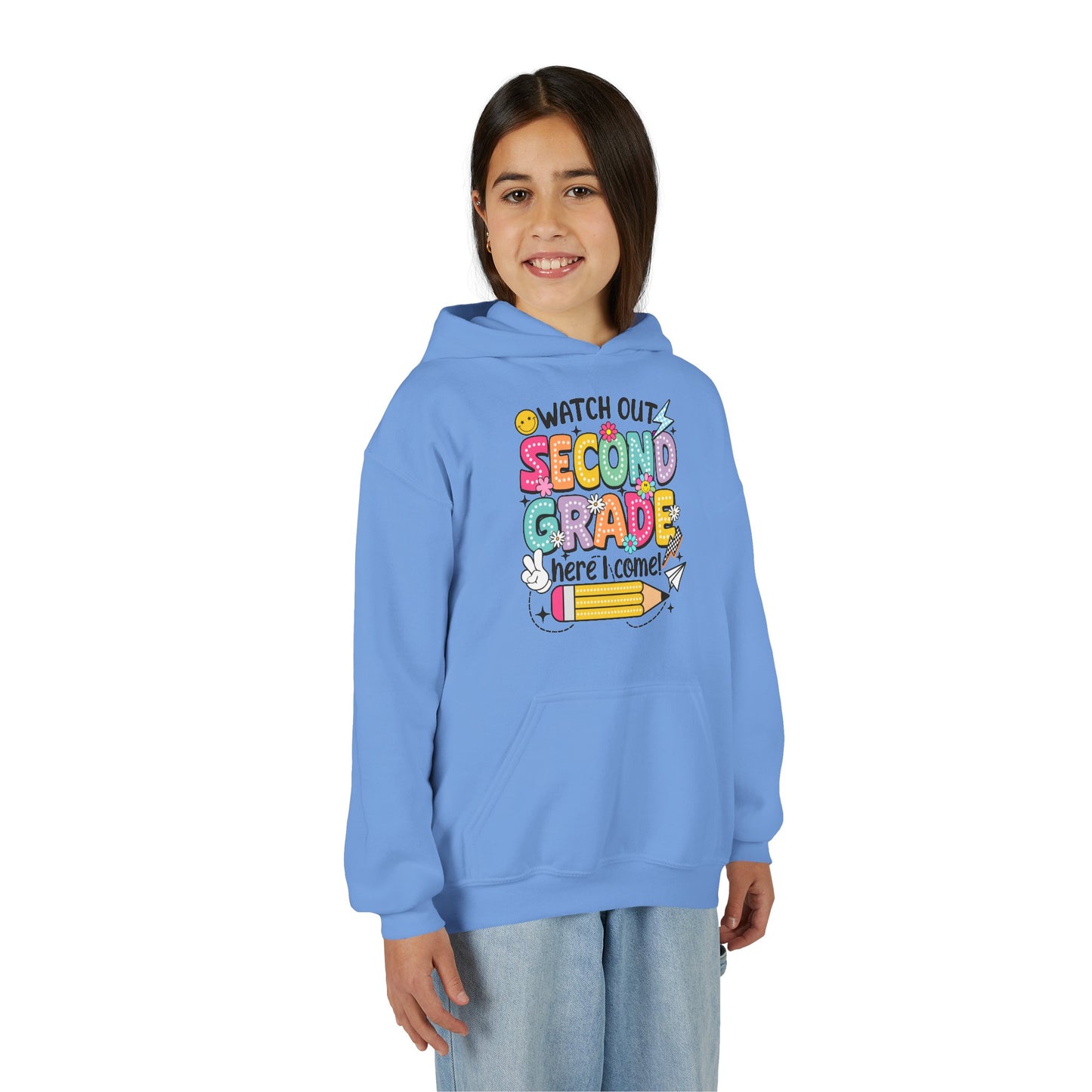 Second Grade Hoodie - "Watch Out Second Grade Here I Come" Back-to-School Kids Sweatshirt