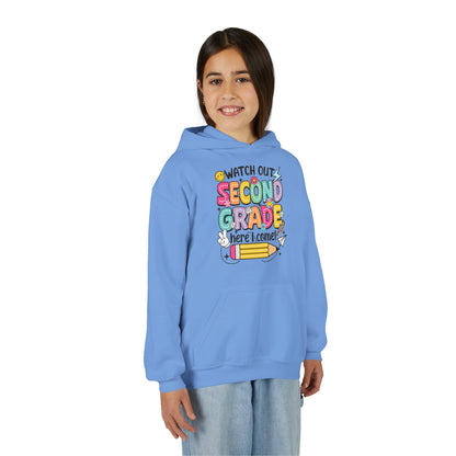 Second Grade Hoodie - "Watch Out Second Grade Here I Come" Back-to-School Kids Sweatshirt