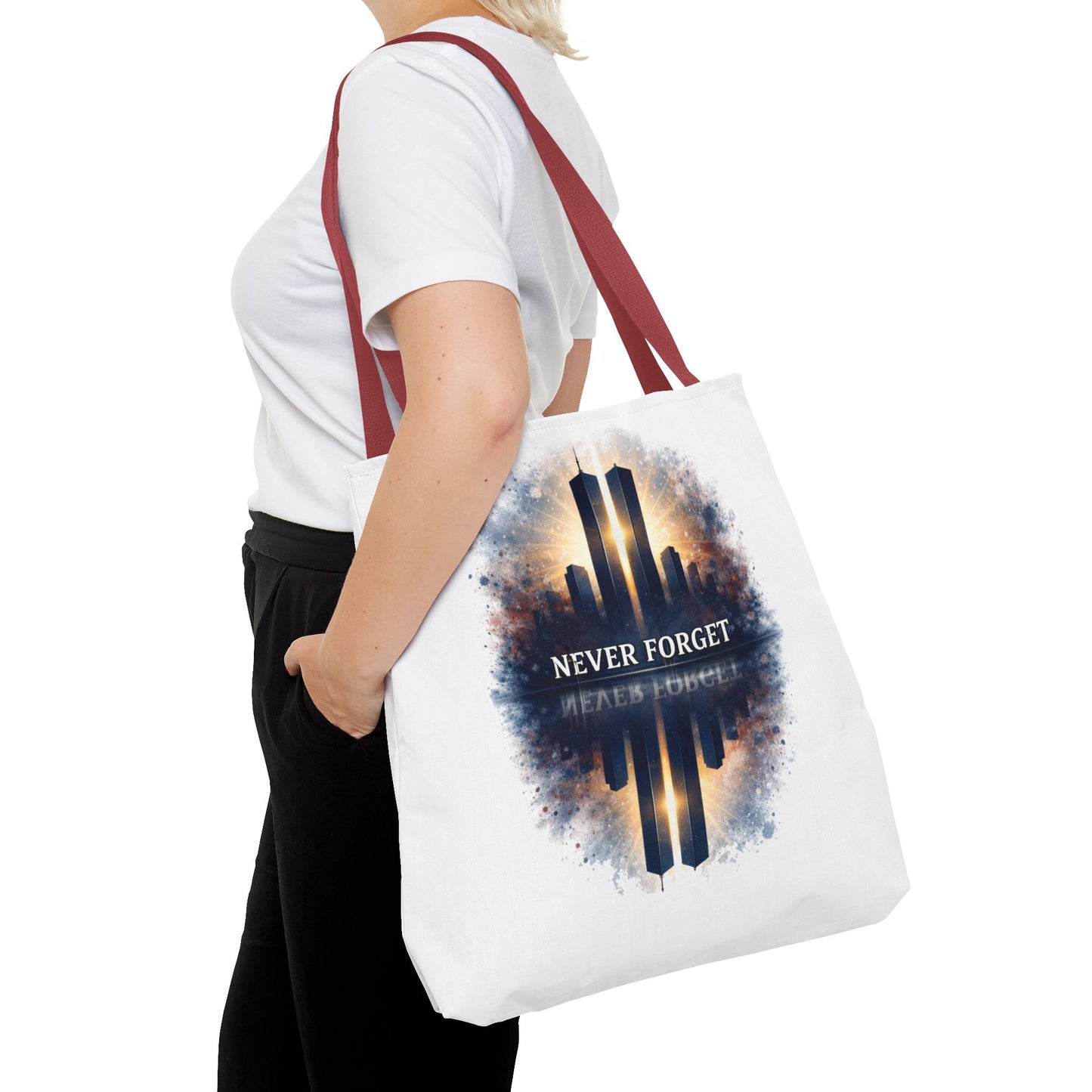Never Forget Memorial Tote Bag — 9/11 Tribute Skyline All-Over Print