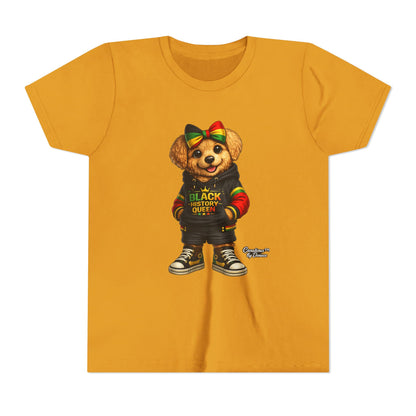 Youth Tee — Black History Queen Bear Graphic T-Shirt