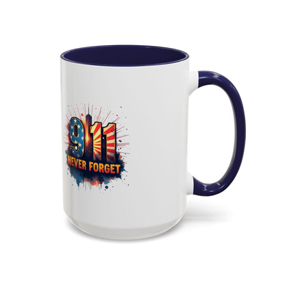 9/11 Never Forget Coffee Mug — Patriotic Memorial Accent Mug
