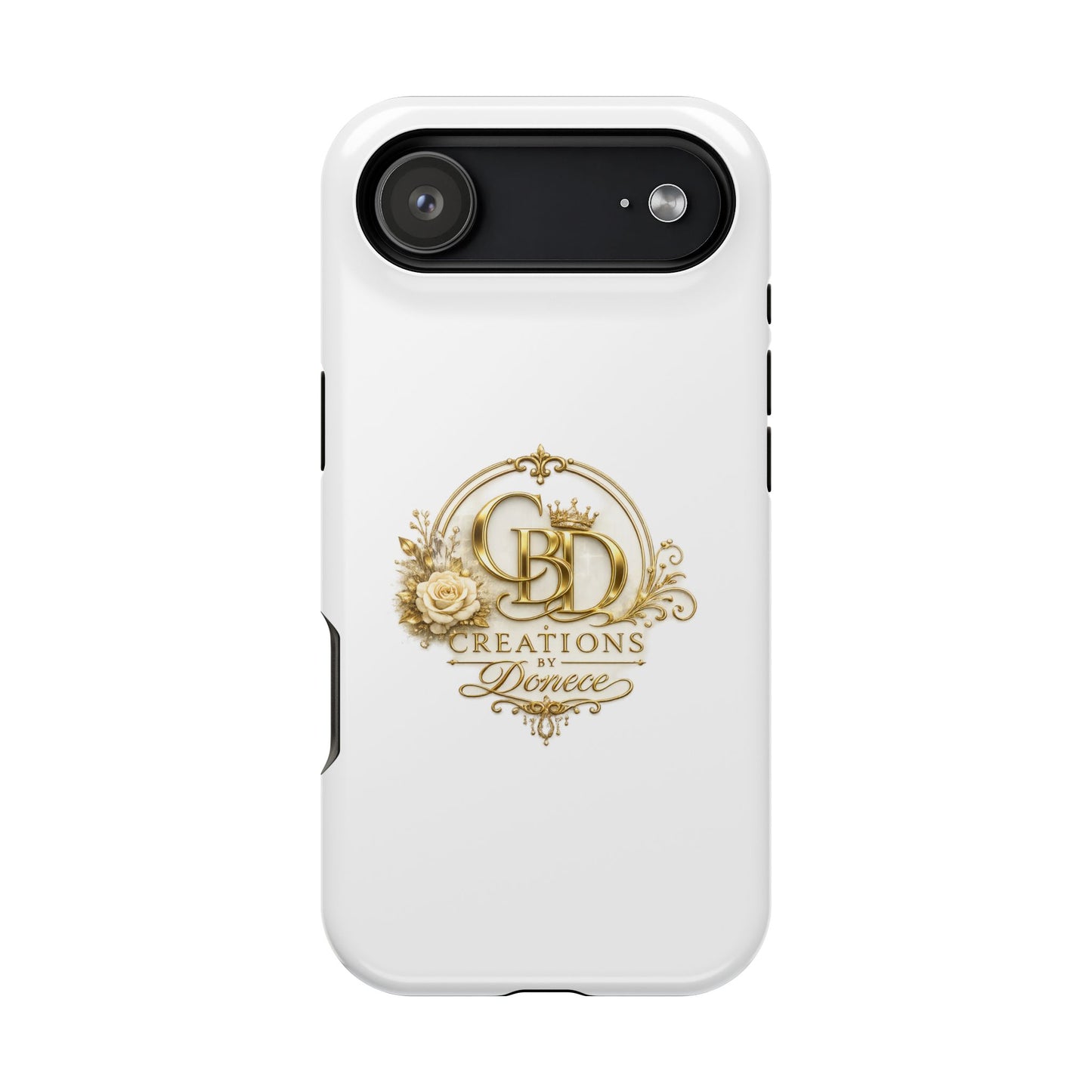 Magnetic Impact-Resistant Phone Case — Gold Floral Crest Logo