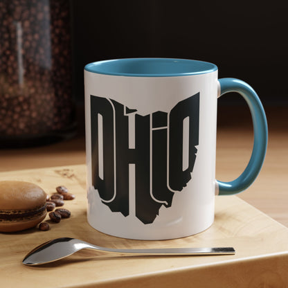 Ohio State Outline Accent Coffee Mug – Black Handle & Interior