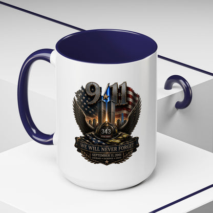 9/11 Memorial Coffee Mug - 'We Will Never Forget' Tribute Accent Mug