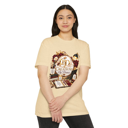 Creations by D’Donne Logo T‑Shirt — Vintage Book & Desk Design