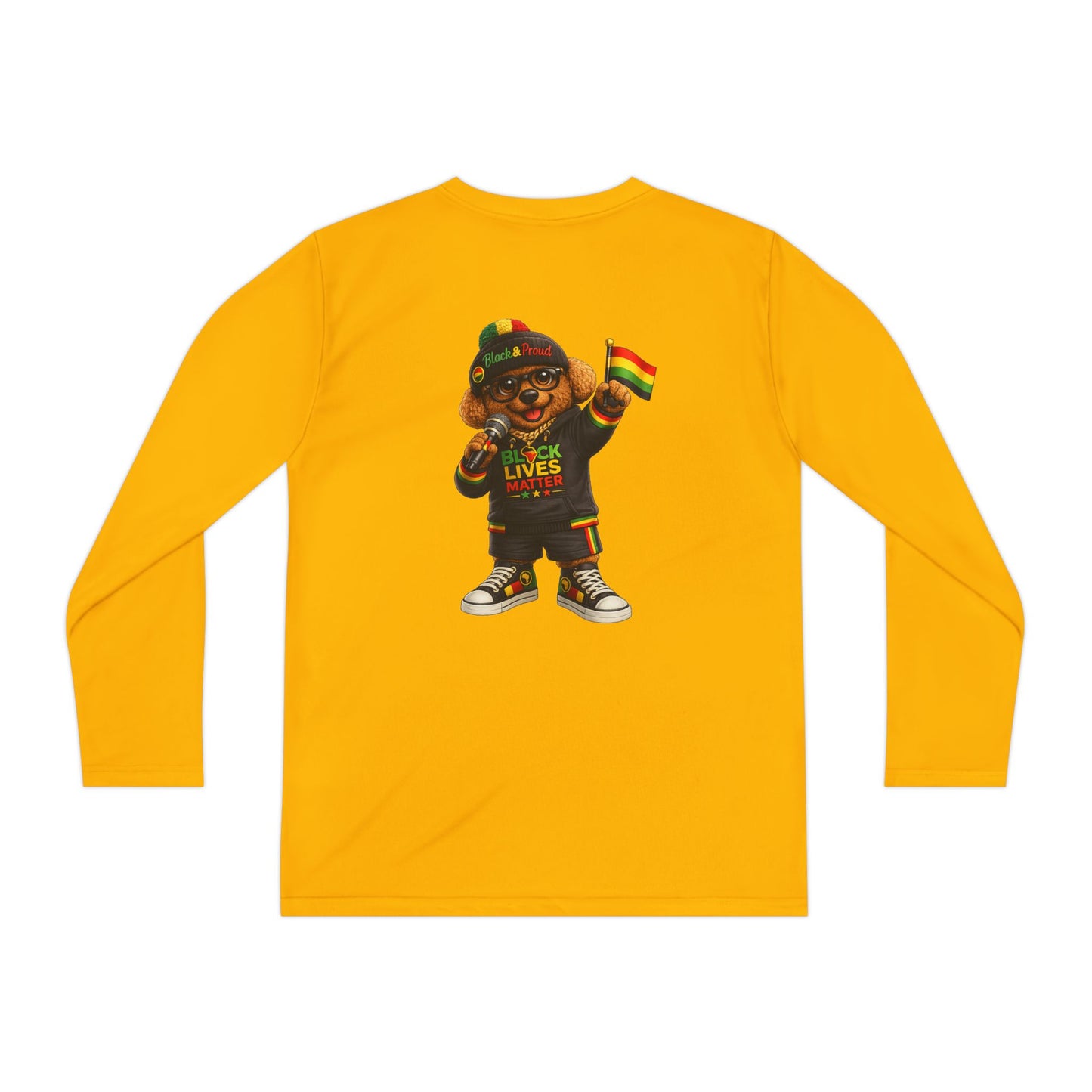 Youth Long Sleeve Tee — Black Lives Matter Kid Graphic with Rasta Flag