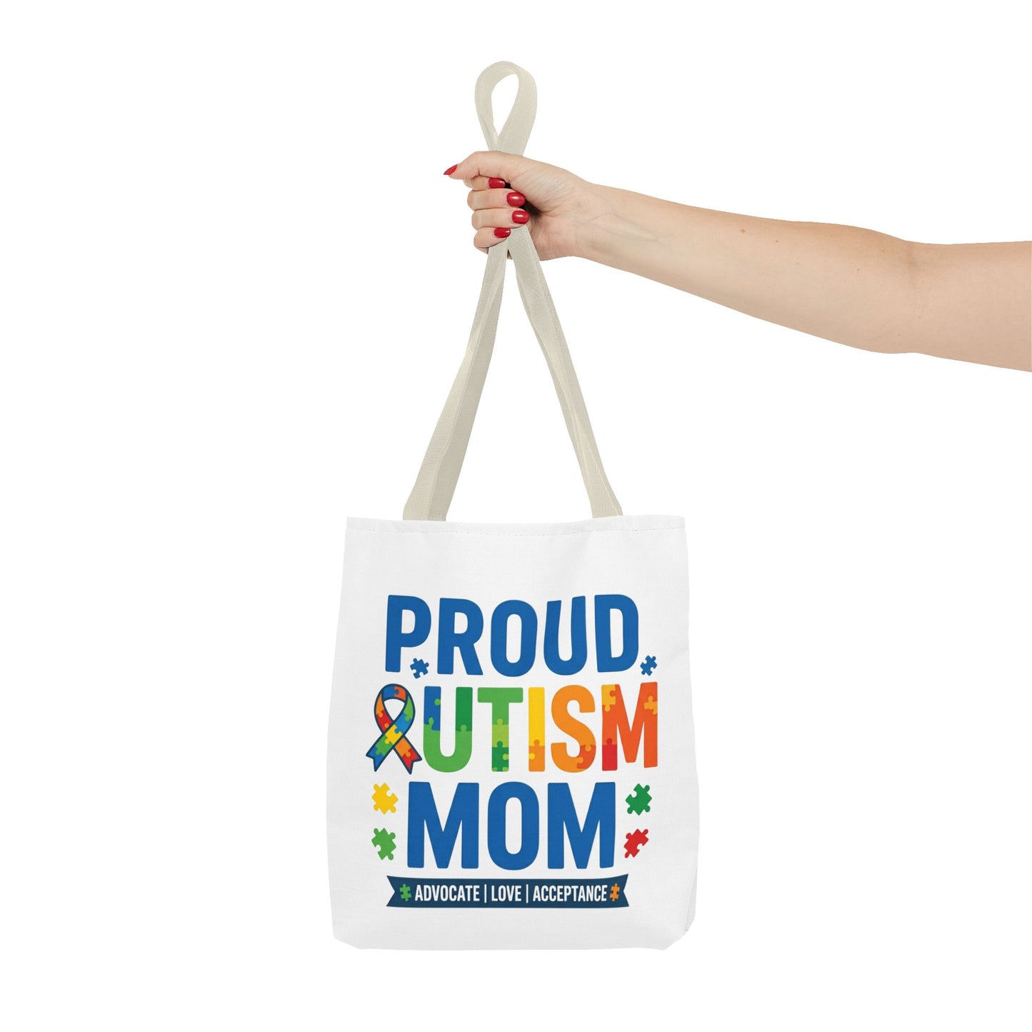 Proud Autism Mom Tote Bag — Advocate • Love • Acceptance Canvas Tote