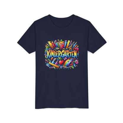 Kindergarten Colorful School Supplies Youth Tee — Back-to-School Kids T-Shirt