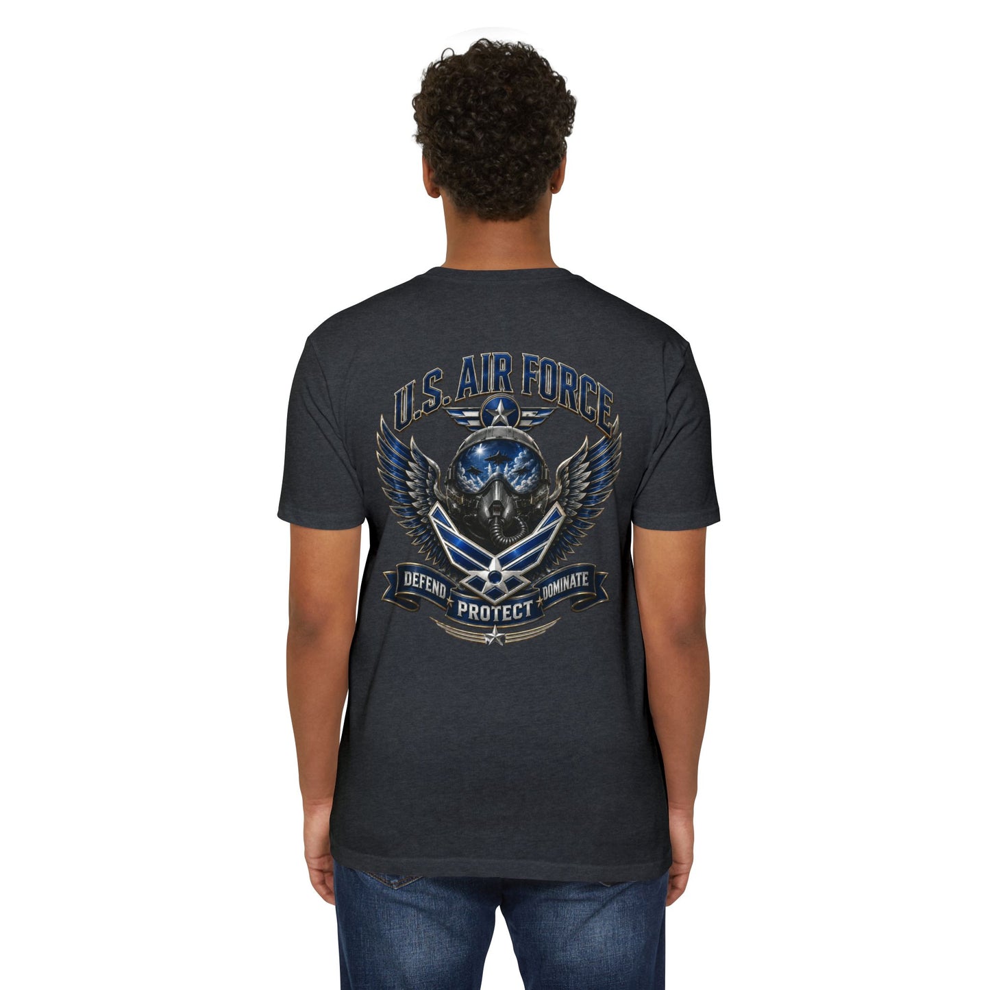 U.S. Air Force Skull Wings T-Shirt — Defend Protect Dominate Military Tee