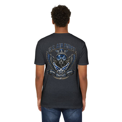 U.S. Air Force Skull Wings T-Shirt — Defend Protect Dominate Military Tee