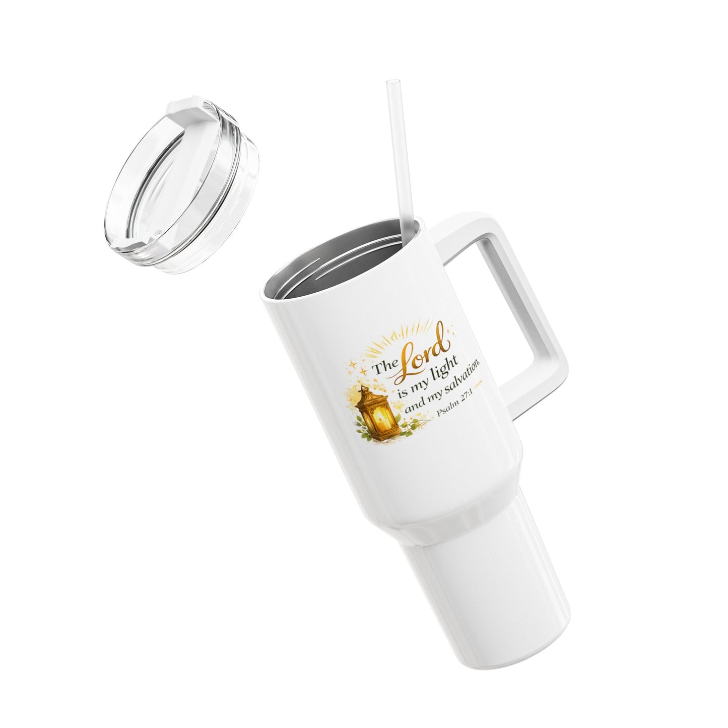 40oz Faith Tumbler - "The Lord is my light" Psalm 27:1 Travel Mug