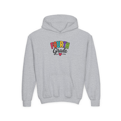 Fourth Grade Hoodie — Colorful Kids School Sweatshirt (“Fourth Grade” with Heart)