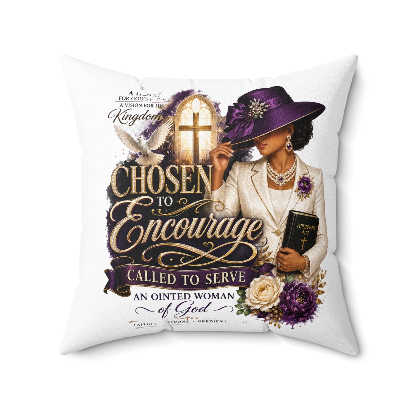 Christian Decorative Pillow — "Chosen to Encourage" Church Ladies Accent Pillow