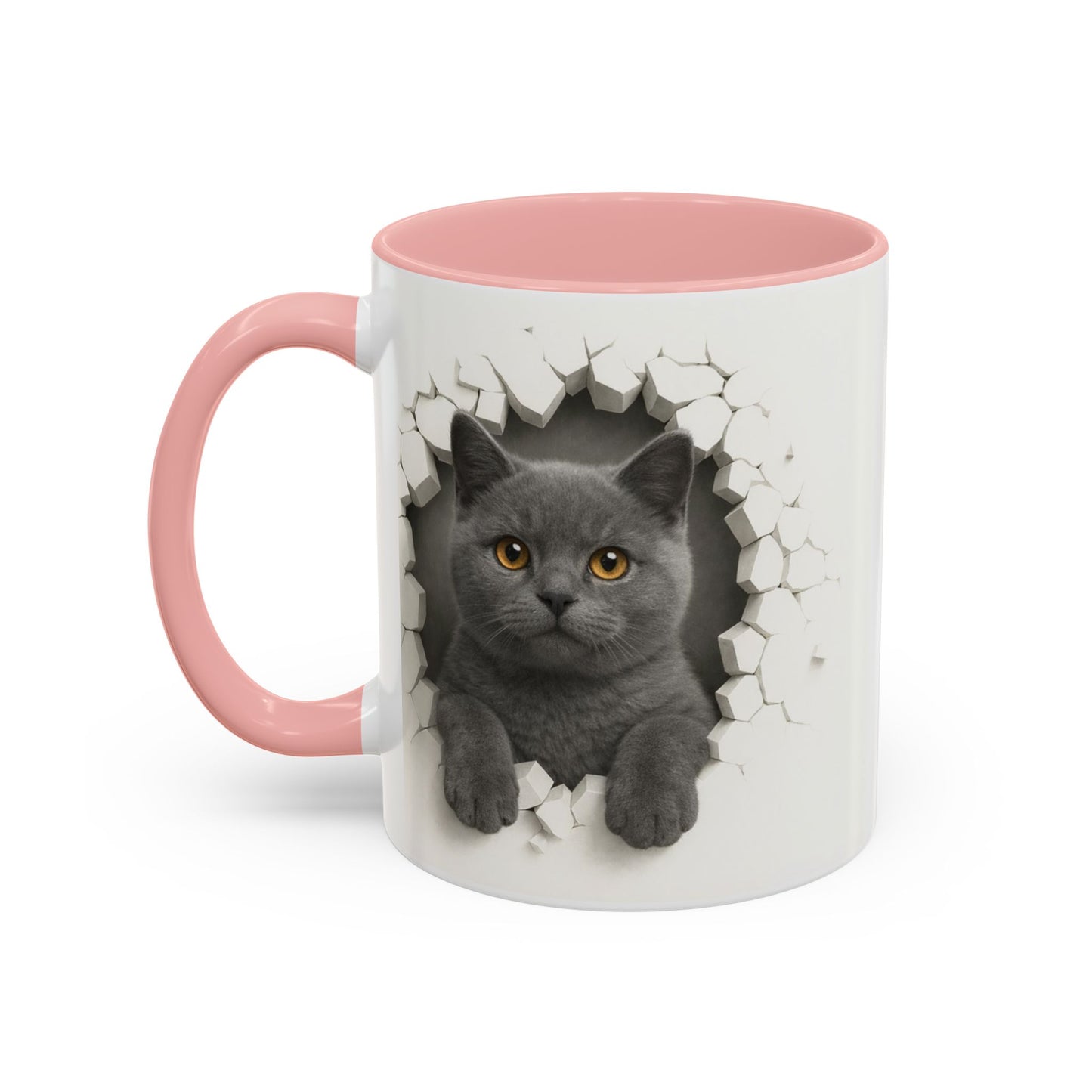 Peekaboo Grey Cat Accent Coffee Mug – Cute 11/15oz Cat Lover Gift