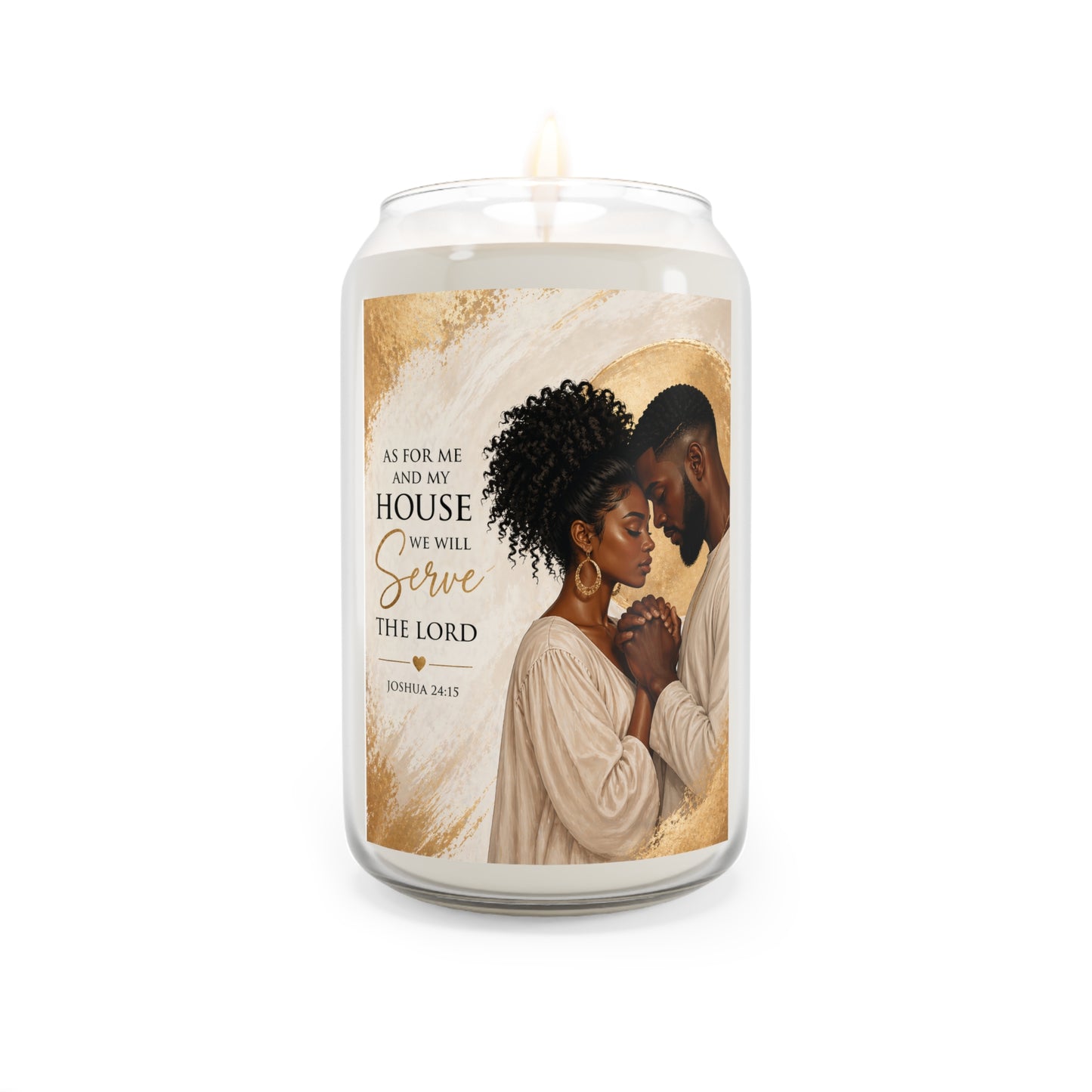 Scented Soy Candle — "As for Me and My House We Will Serve the Lord" Inspirational Family Prayer Design (13.75 oz)