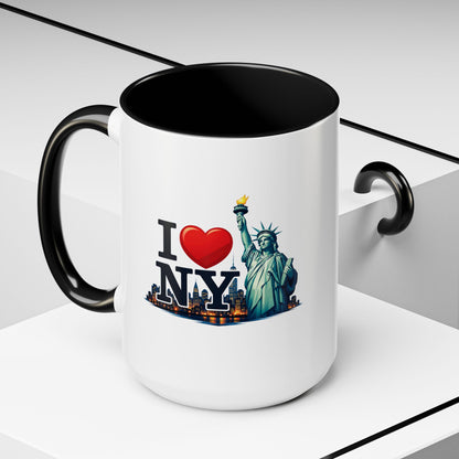 I  NY Statue of Liberty Accent Coffee Mug – New York City Souvenir (11/15 oz)