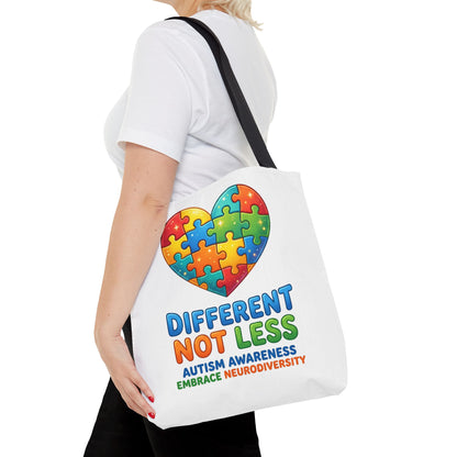 Autism Awareness Tote — "Different Not Less" Puzzle Heart