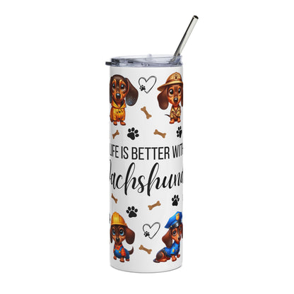 Dachshund Tumbler 20oz – "Life Is Better With Dachshunds" Stainless Steel Travel Cup