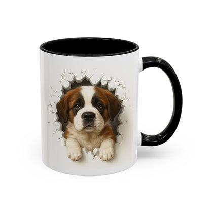 Saint Bernard Coffee Mug - 'Peek-a-Boo' Dog Accent Mug (11/15oz)